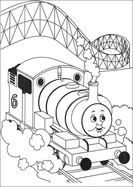 Print Thomas de trein kleurplaat